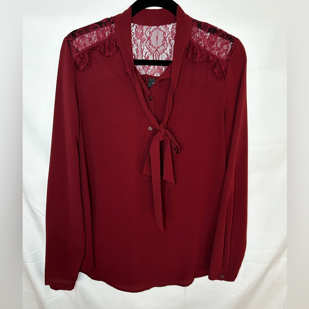 Mossimo Supply Co Long Sleeve W/ Lace And Tie Blouse